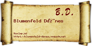 Blumenfeld Dénes névjegykártya